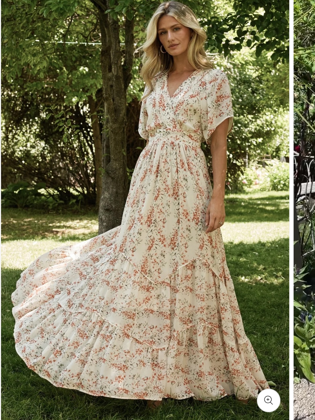 Baltic Born Cream Maxi Dress With Coral Floral Print